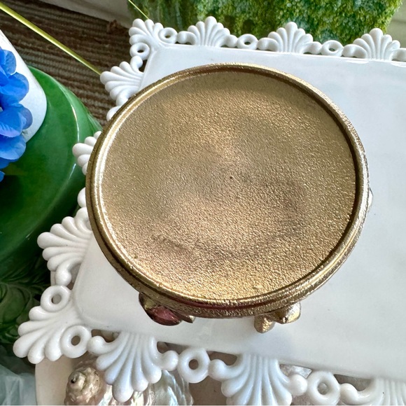 New! Gold Halloween Skeleton Bones Candle Holder + Moss Pumpkin - Picture 3 of 7